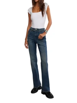 Free People Sabine Slim A Line Jeans - Hibernate