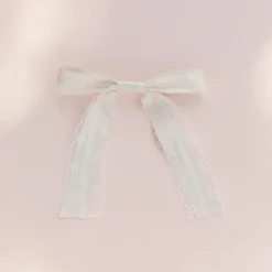 Coquette Lace Bow Hair Clip - Ivory