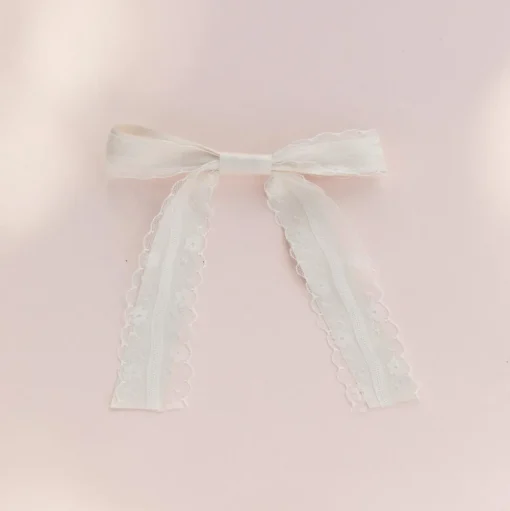 Coquette Lace Bow Hair Clip - Ivory