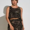 Elan Flowy Cropped Tank Top - Black Natural