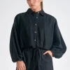 Elan Weekend Wanderlust Button Down Top - Black