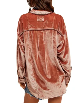 Free People Luxy Velvet Solid Top - Cedar Wood