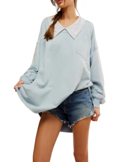 Free People Madeleine Sweatshirt - Winter Sky Combo