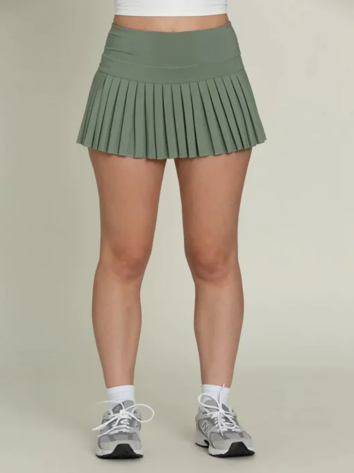 Gold Hinge Pleated Tennis Skirt - Sea Green
