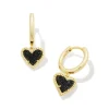 Kendra Scott Ari Heart Huggie Earrings - Gold Black Drusy