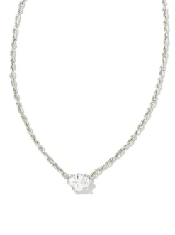 Kendra Scott Cailin Pendant Necklace - Silver White Crystal