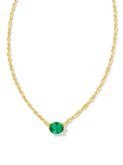 Kendra Scott Cailin Pendant Necklace - Gold Green Crystal