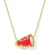 Kendra Scott Cheer Short Pendant Necklace - Gold Red Illusion