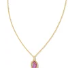 Kendra Scott Daphne Framed Pendant Necklace - Gold Magenta Opal