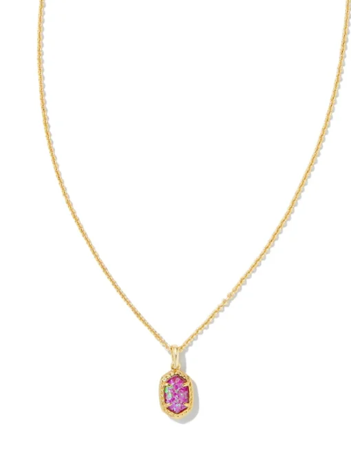 Kendra Scott Daphne Framed Pendant Necklace - Gold Magenta Opal