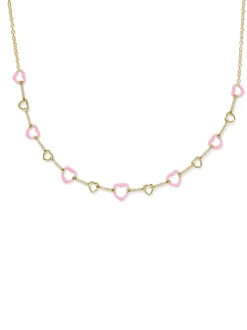 Kendra Scott Haisley Heart Strand Necklace - Gold Pink Enamel