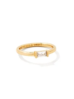 Kendra Scott Juliette Gold White Crystal Band Ring - 8