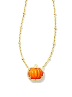 Kendra Scott Pumpkin Necklace - Gold Orange MOP