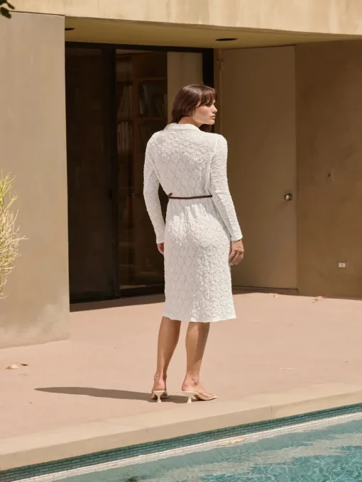 Lucy Paris Birdie Textured Dress - White
