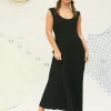The Autumn Allure Ribbed Knit Dress - Black