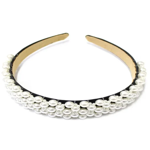 The Pearl Beaded Headband - Black