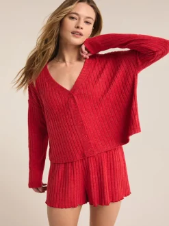 Z Supply Mara LS Cardigan Top - Haute Red
