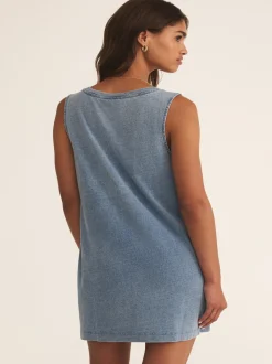 Z Supply Sloane V - Neck Knit Denim Dress - Medium Indigo